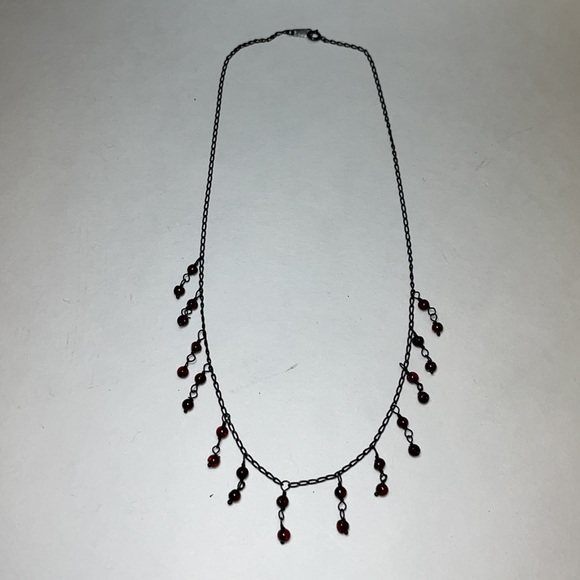 EUC: burgundy beads on black chain choker - Picture 4 of 7